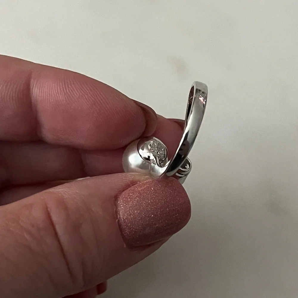 Sterling silver 925 pearl and cubic zirconia ring